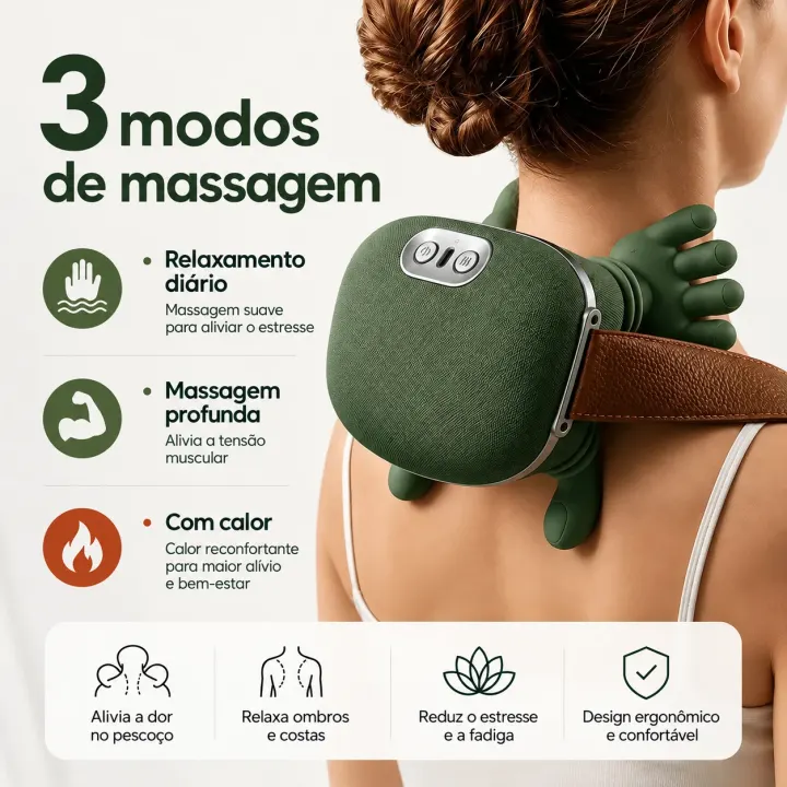 Os 3 modos de massagem: relaxamento diário, massagem profunda e com calor